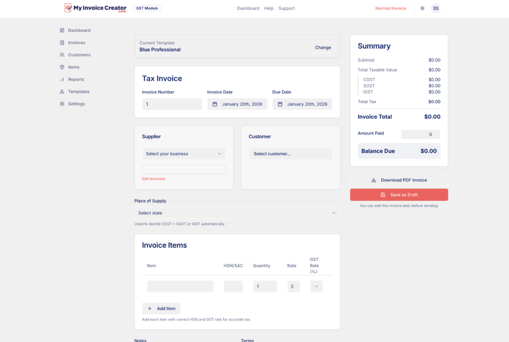 GST Invoice Generator