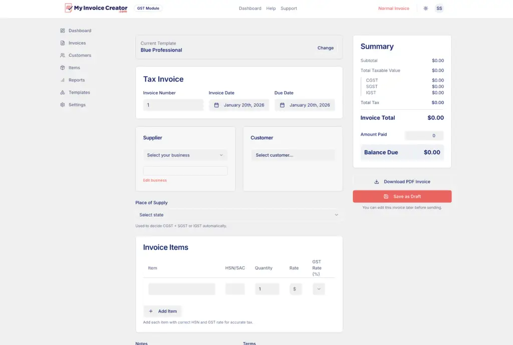 GST Invoice Generator
